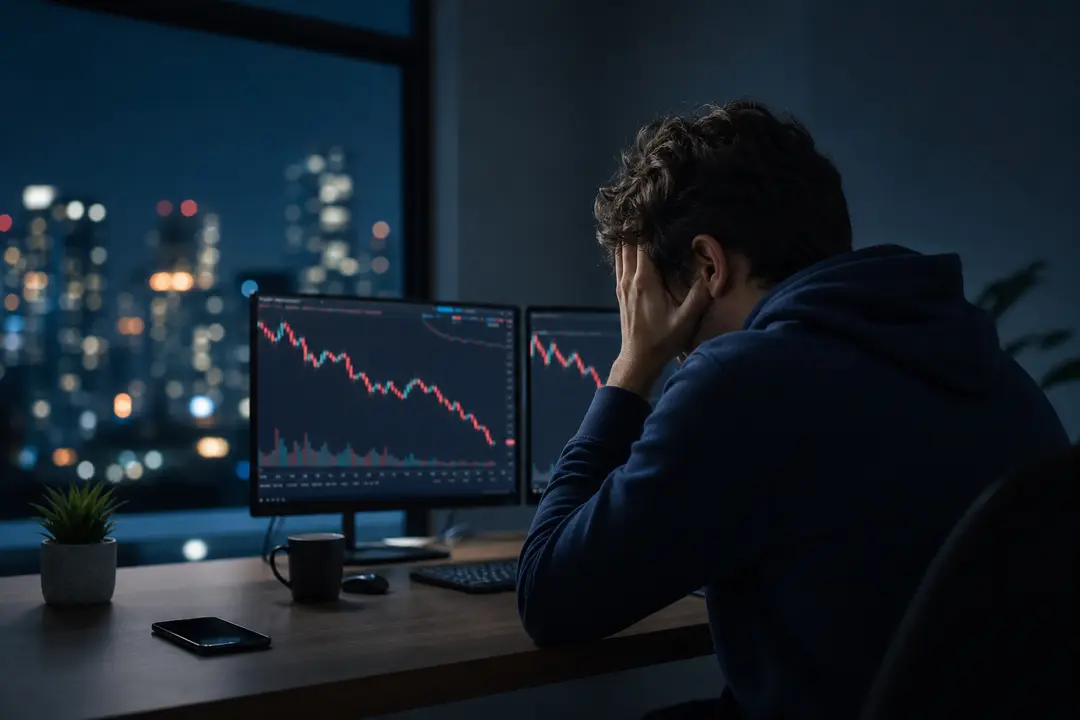 A trader taking a moment away from a difficult session