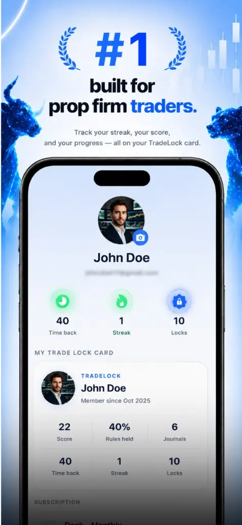 TradeLock profile and discipline card